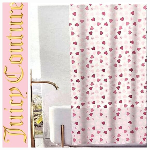 Juicy Couture Home JC Logo Heart Shower Curtain - Picture 1 of 4